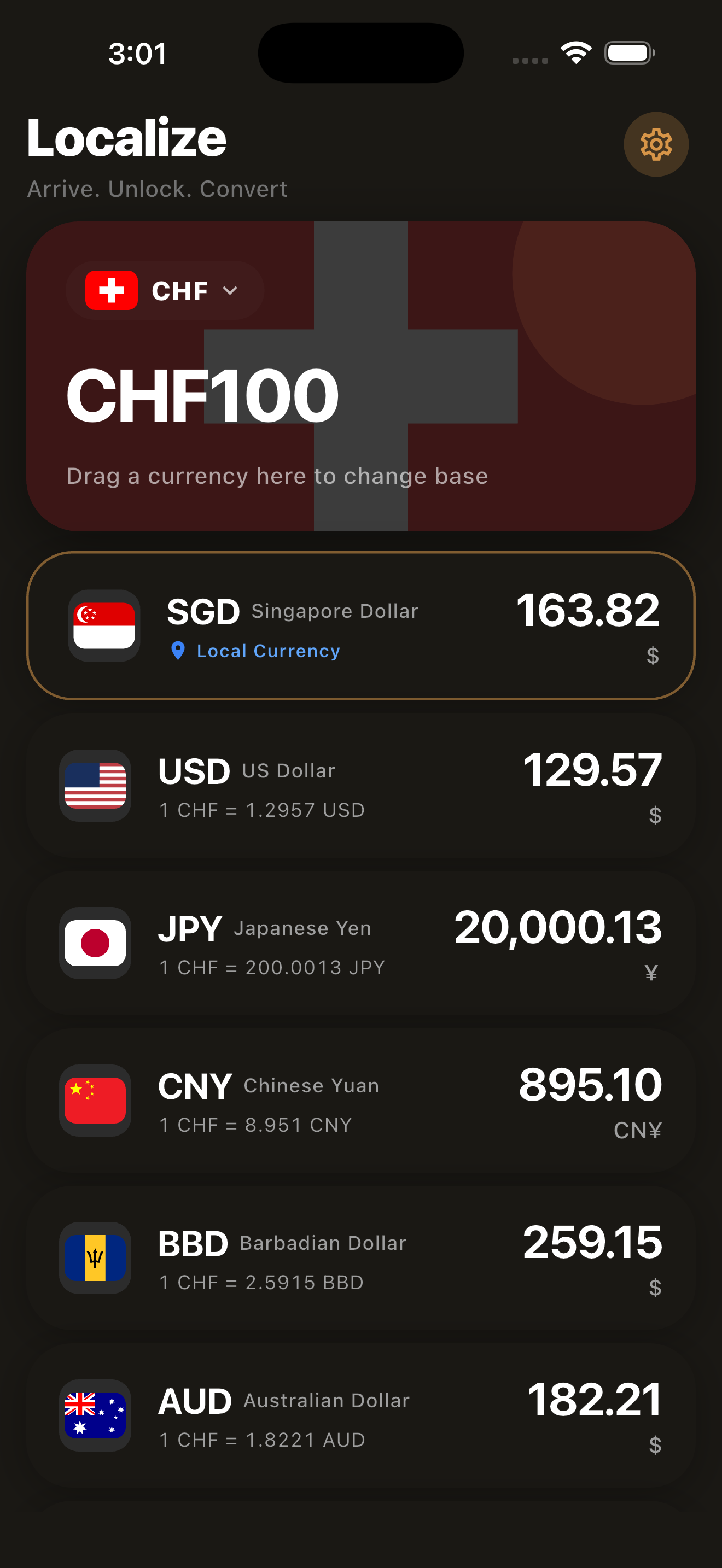 Localize showing multiple currencies