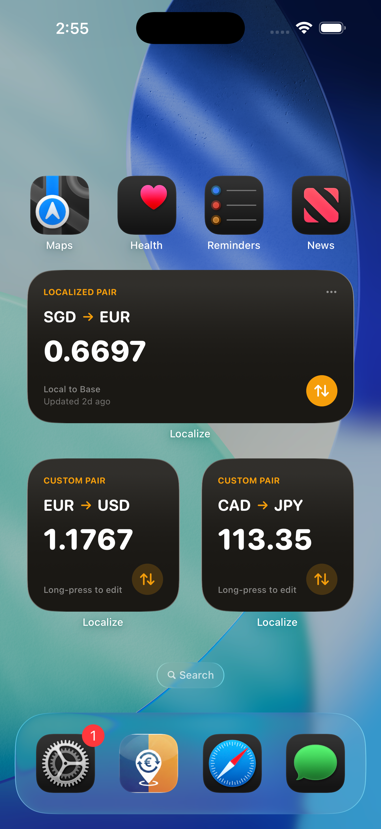 Localize widget configuration view